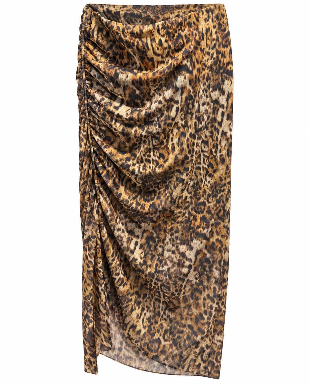 AllSaints Nora Skirt Size US 12 Evia Golden Brown Leopard Print Mesh